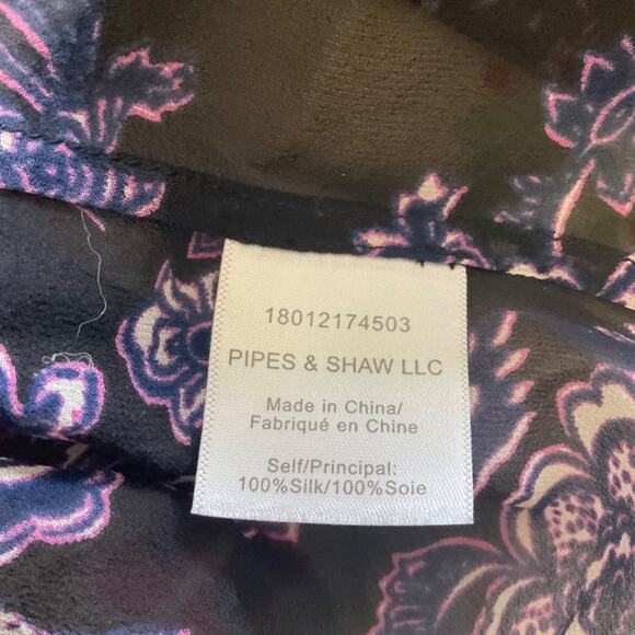 Veronica Beard silk floral black purple lace fairy pleat sleeve blouse goth 12 - Picture 7 of 15